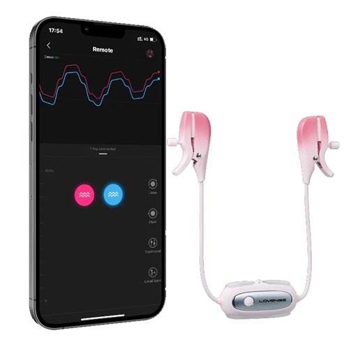 Lovense Gemini máy rung kẹp núm vú 2 đầu kết nối điện thoại 
